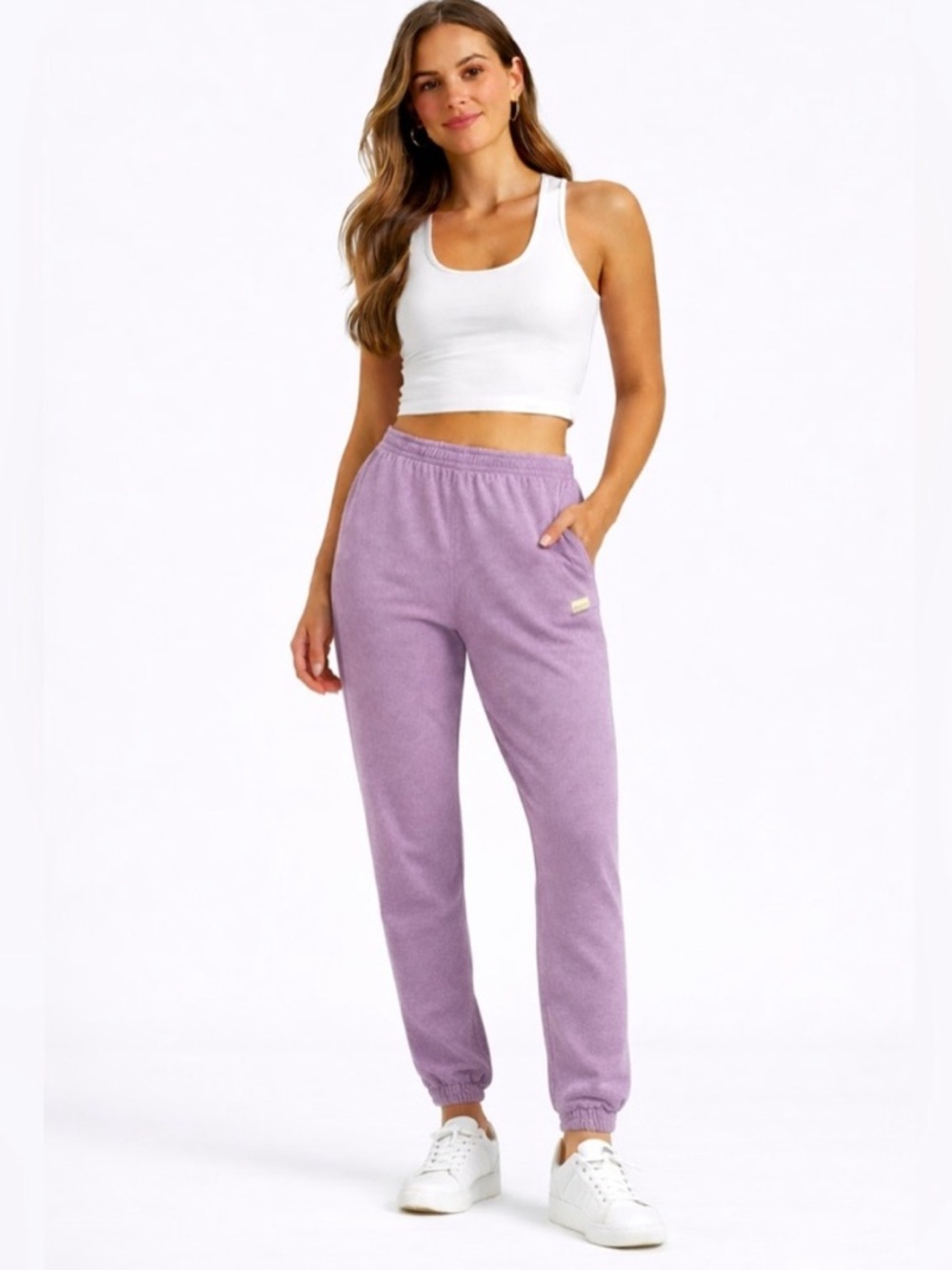 Vuori Boyfriend performance joggers sweatpants purple lilac soft L